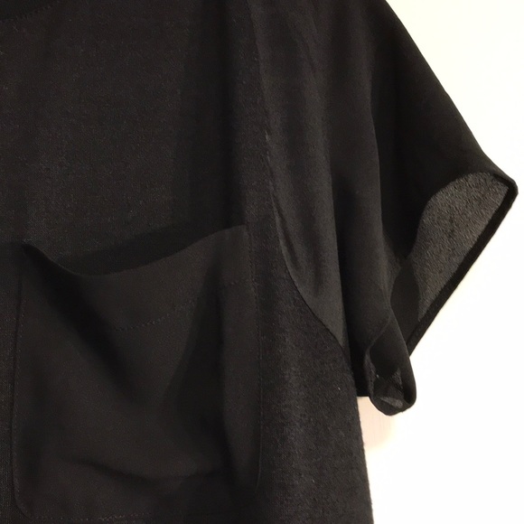 Lou & Grey Sheer + Satin Black Dressy T-shirt sz S - Picture 2 of 6
